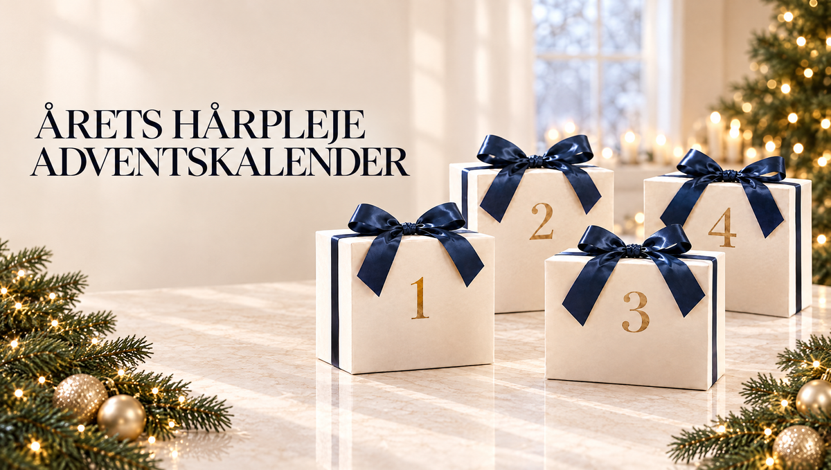 Årets hårpleje-adventskalender fra Hair By C Shop – fire gaver med numrene 1 til 4