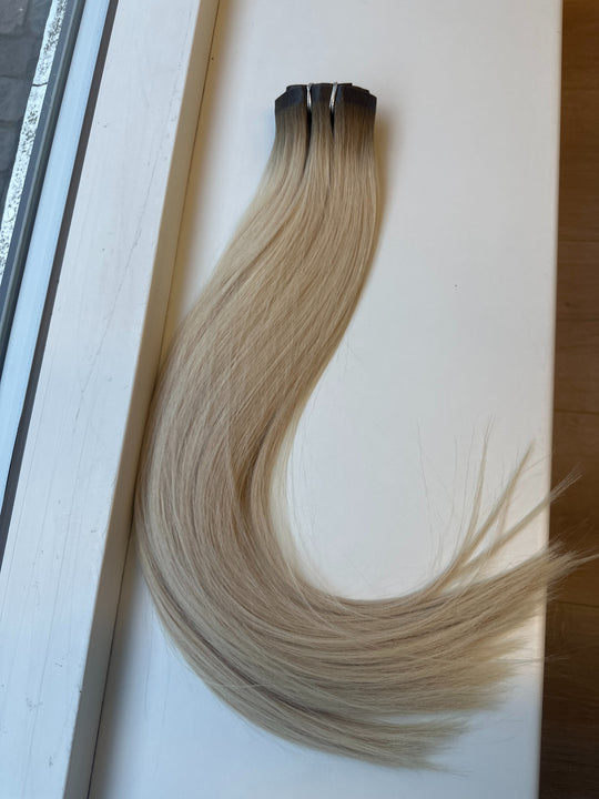 Clip in extensions 50 cm platinblond #8 Ice 120g og 170g ægte hår