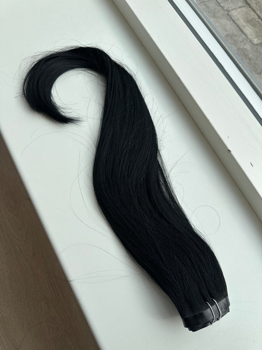 Clip in extensions 50 cm sortbrun #1 Espresso 120g og 170g ægte hår