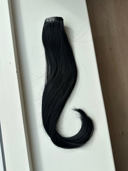 Clip in extensions 50 cm sortbrun #1 Espresso 120g og 170g ægte hår